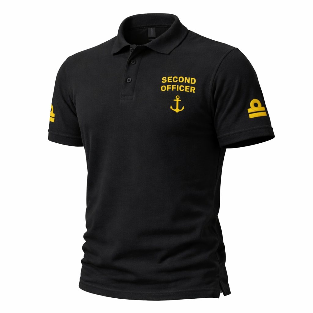 Second Officer Uniform Polo Shirt chest and sleeves embroidery