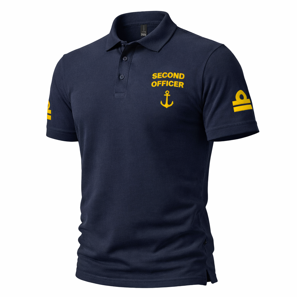 Second Officer Uniform Polo Shirt chest and sleeves embroidery
