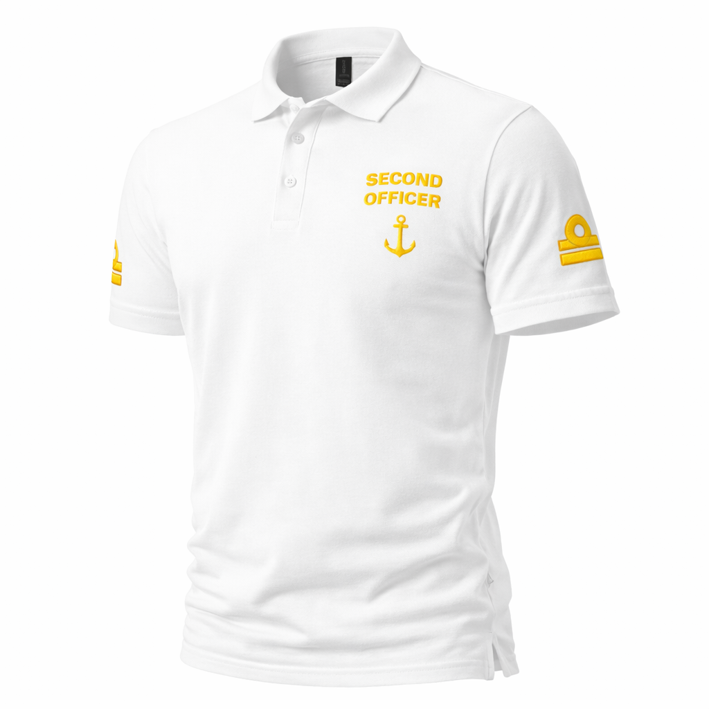 Second Officer Uniform Polo Shirt chest and sleeves embroidery