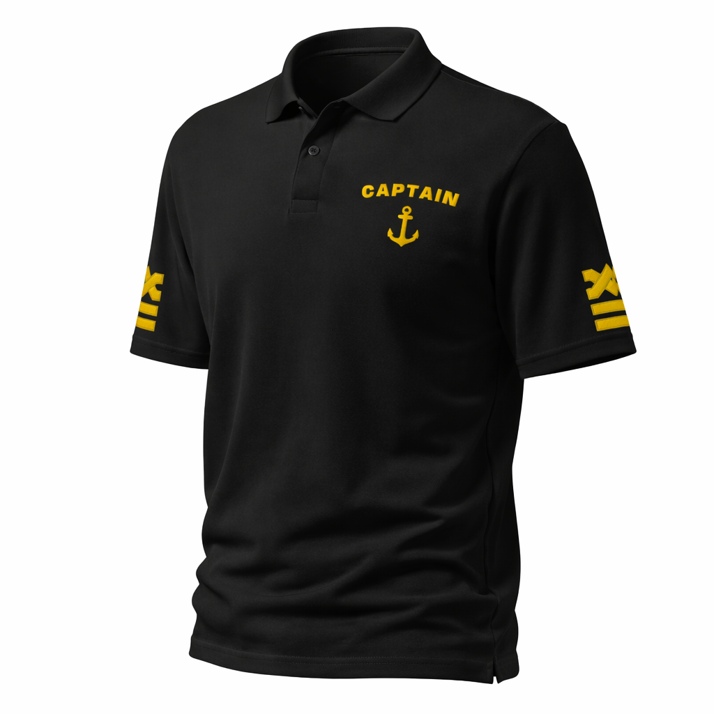 Captain Uniform Polo Shirt – Embroidered Sleeves