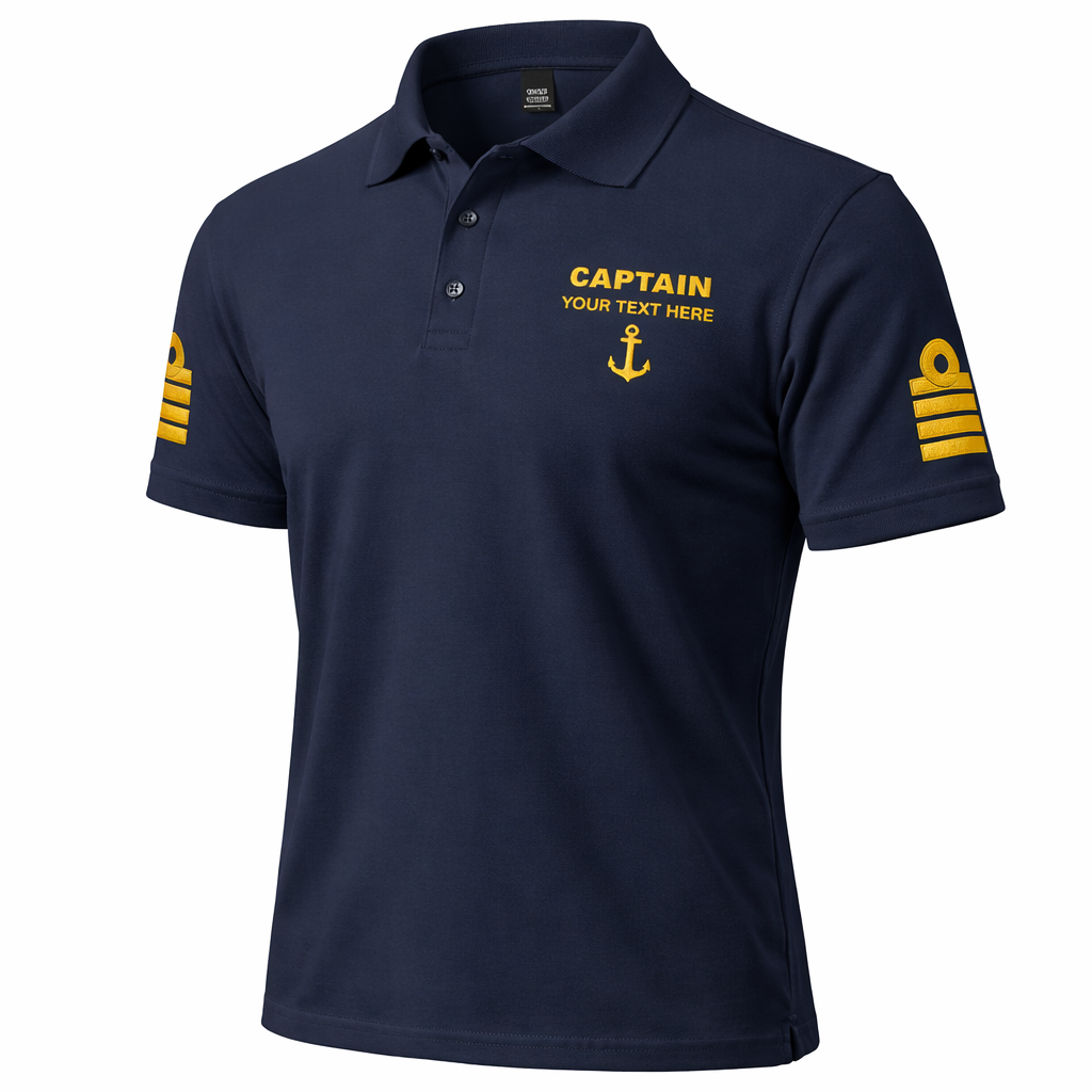 Captain Personalized Polo Shirt with Embroidered Epaulettes