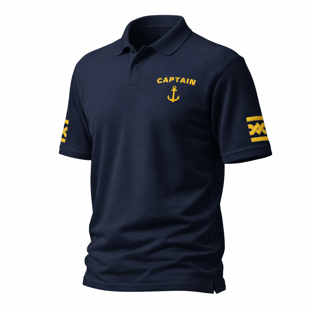 Captain Uniform Polo Shirt – Embroidered Sleeves