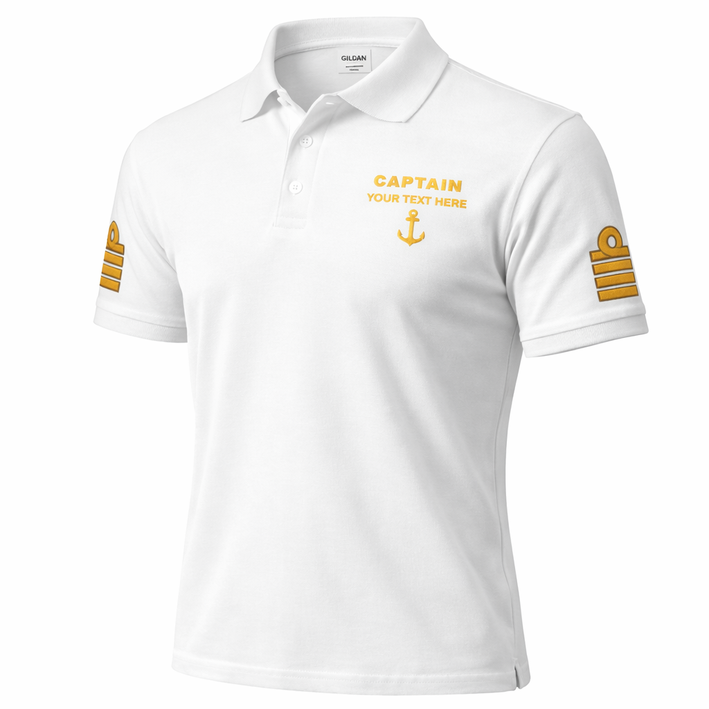 Captain Personalized Polo Shirt with Embroidered Epaulettes