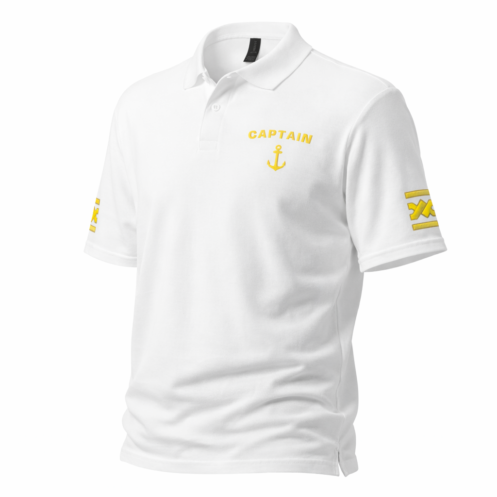 Captain Uniform Polo Shirt – Embroidered Sleeves