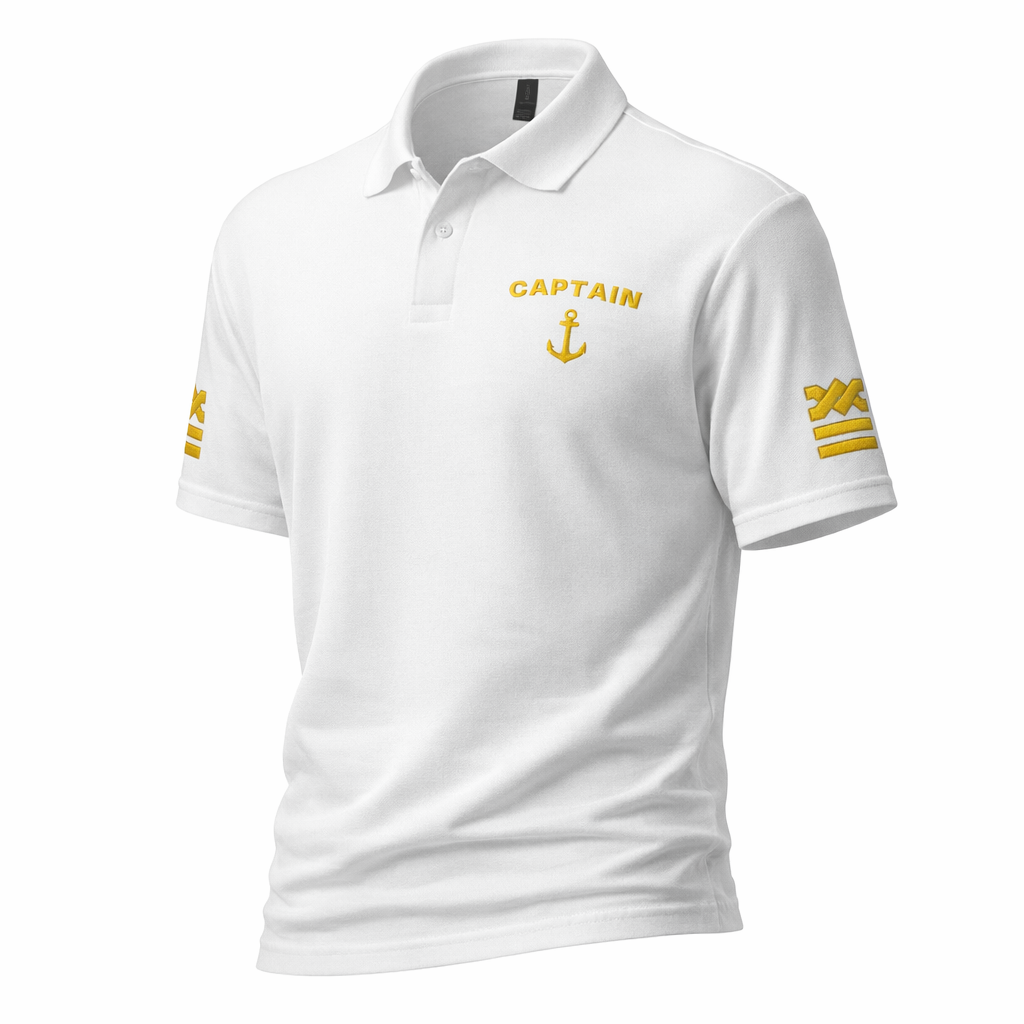Captain Uniform Polo Shirt – Embroidered Sleeves