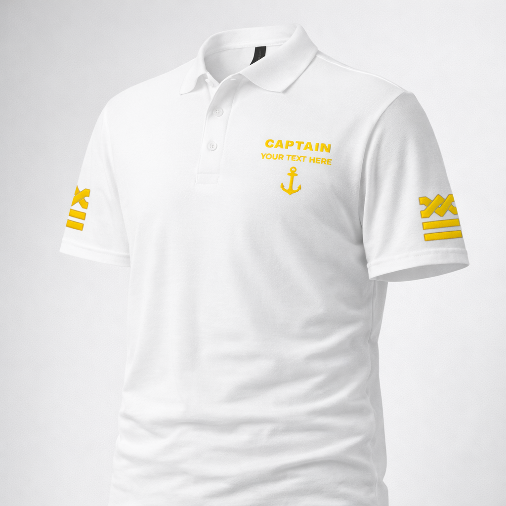 Captain Personalized Polo Shirt with Embroidered Epaulettes