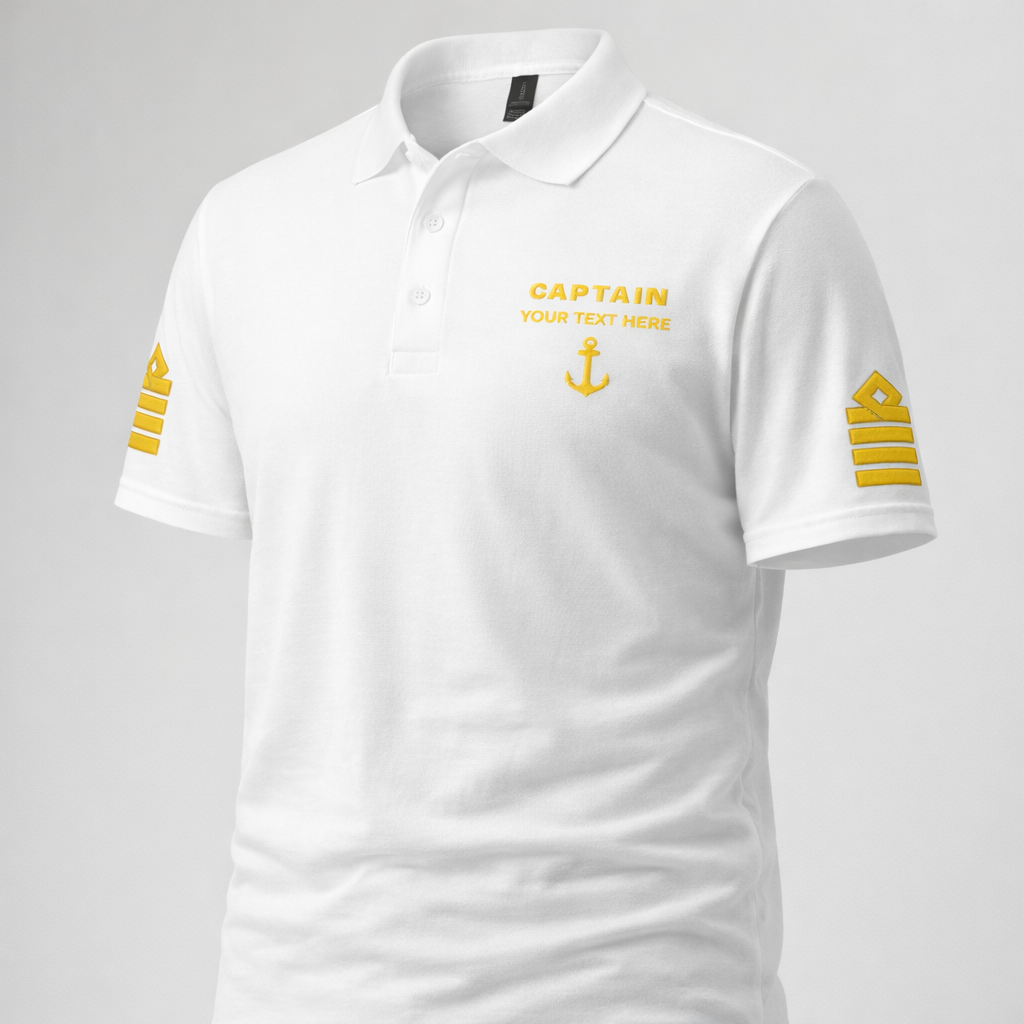 Captain Personalized Polo Shirt with Embroidered Epaulettes