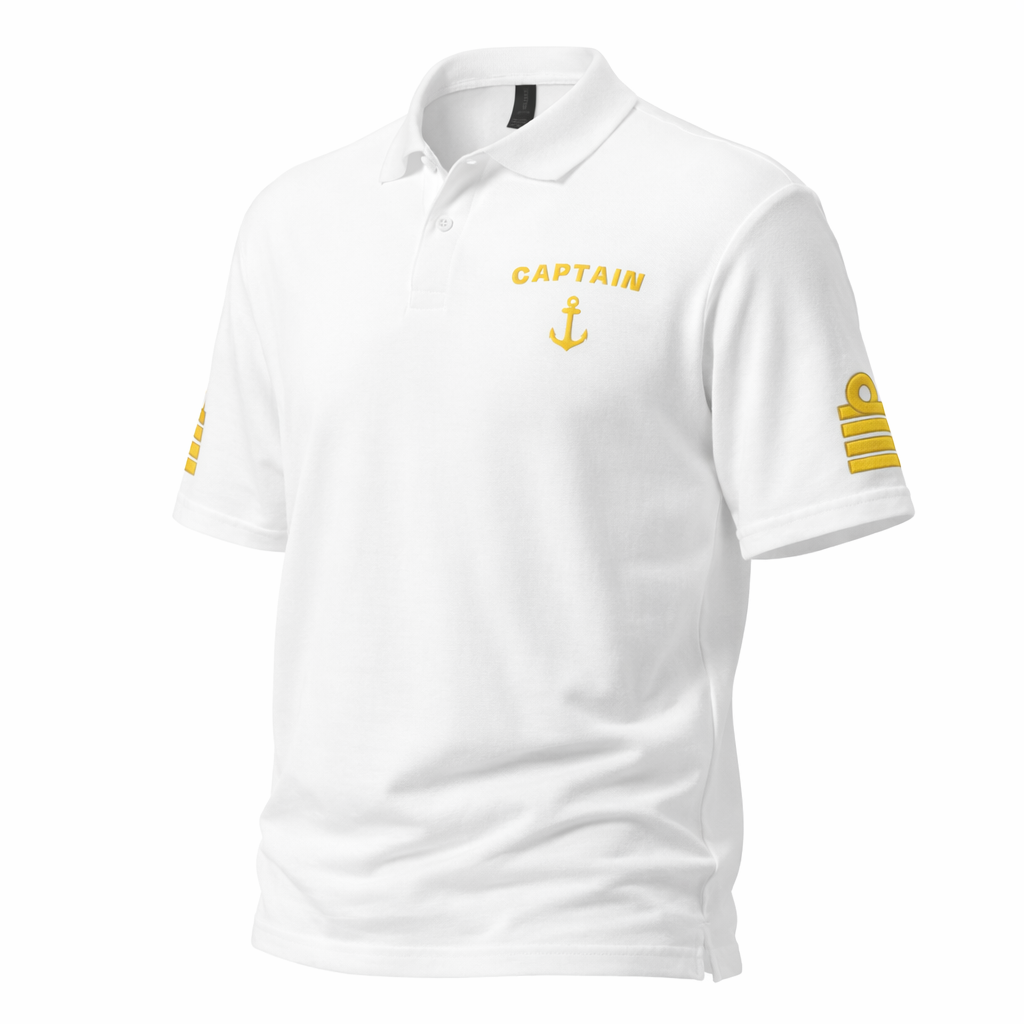 Captain Uniform Polo Shirt – Embroidered Sleeves