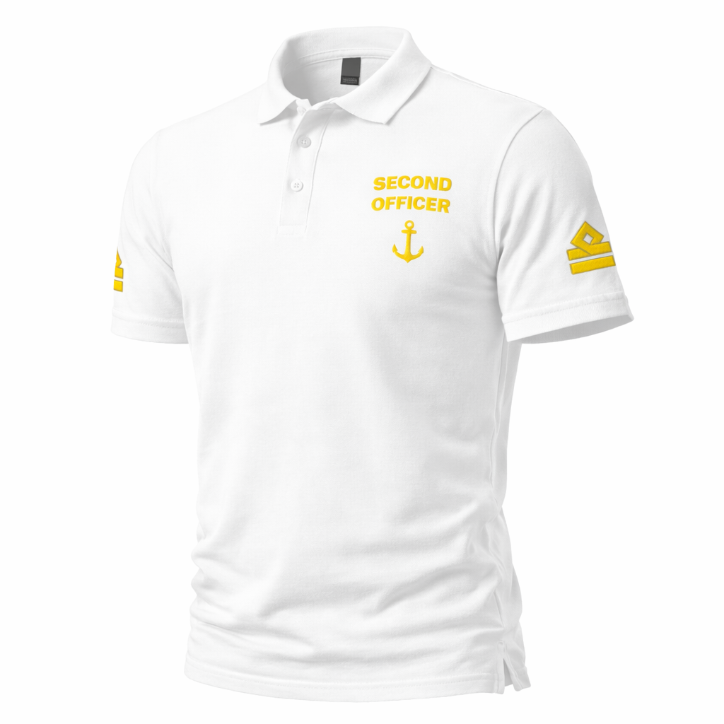 Second Officer Uniform Polo Shirt chest and sleeves embroidery
