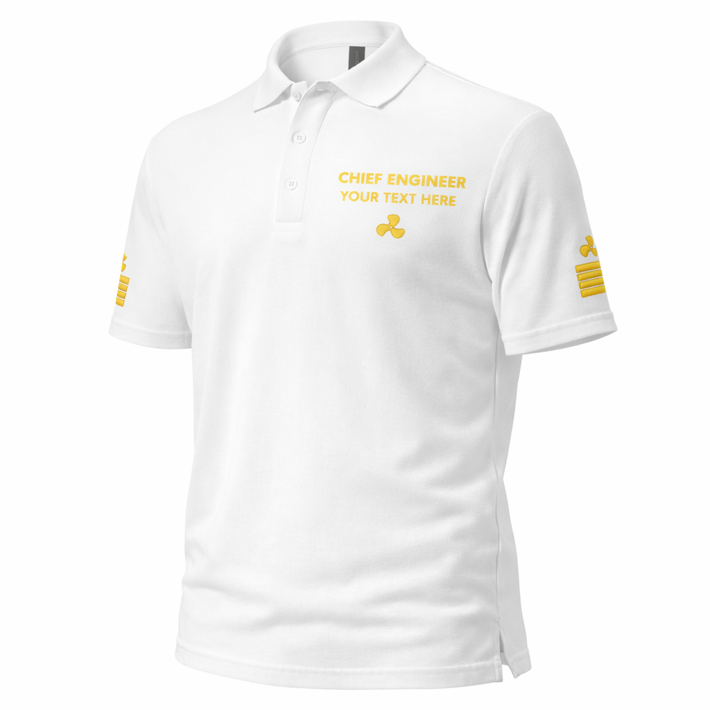 Chief Engineer Personalized Polo Shirt with Embroidered Epaulettes