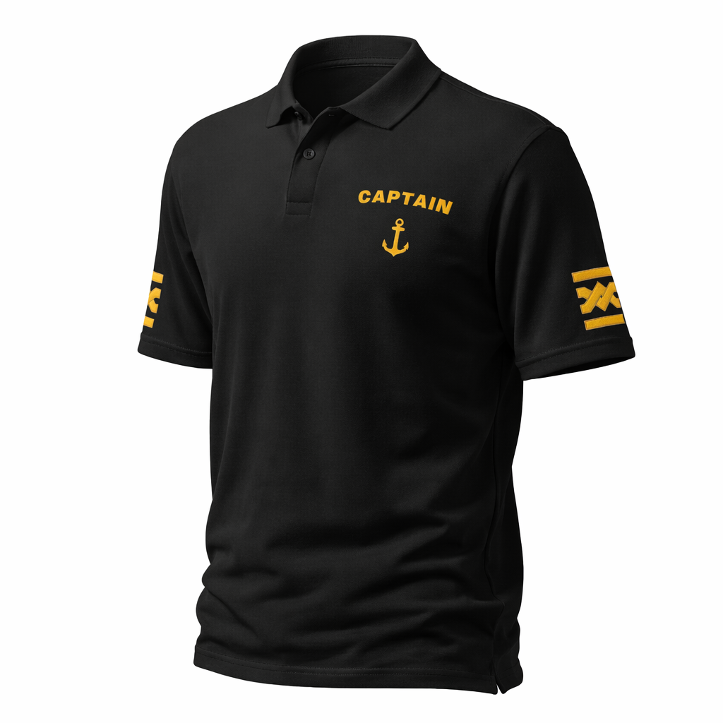 Captain Uniform Polo Shirt – Embroidered Sleeves