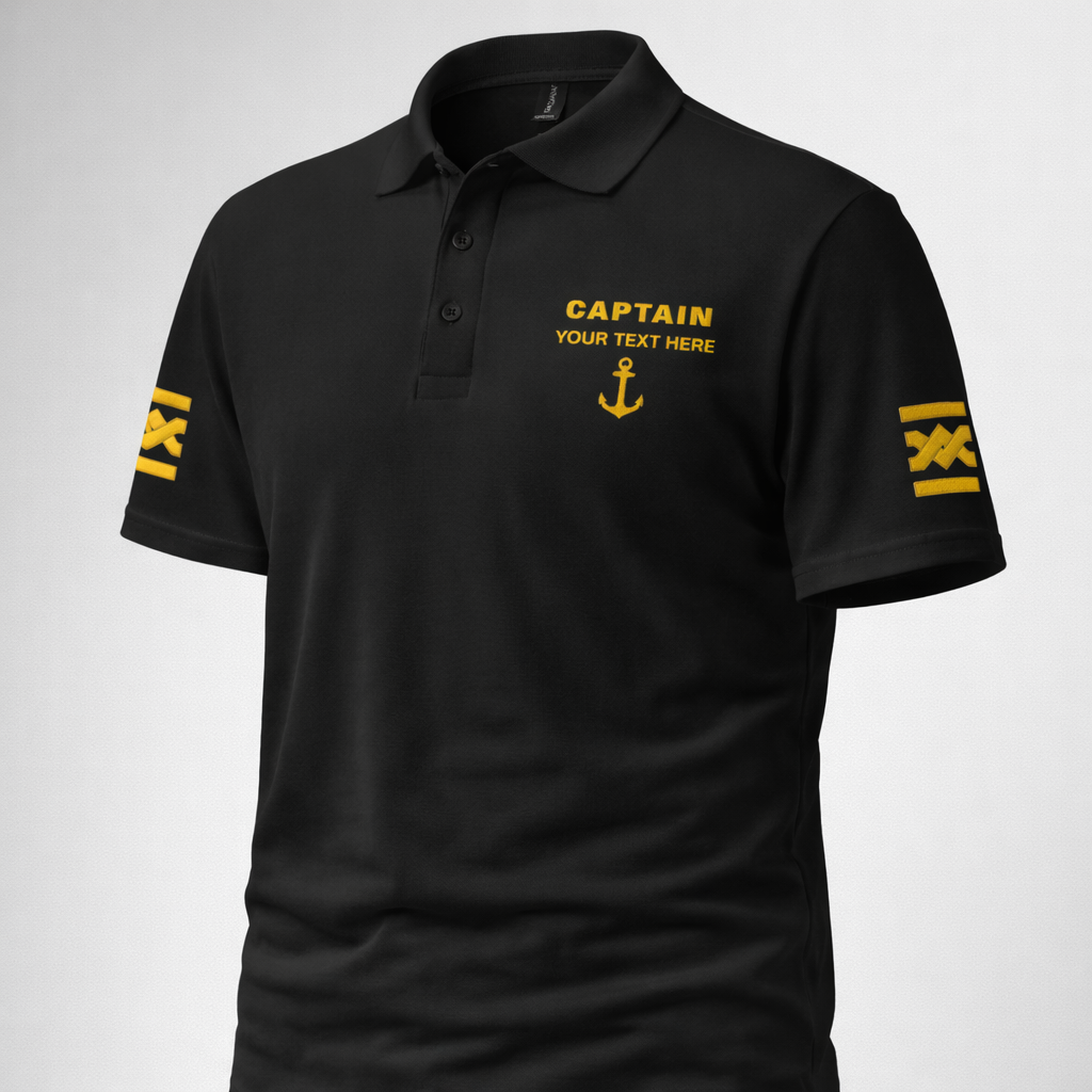 Captain Personalized Polo Shirt with Embroidered Epaulettes