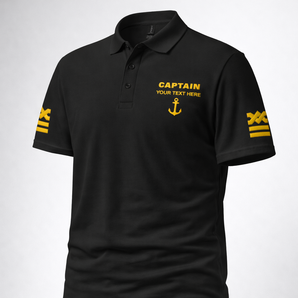 Captain Personalized Polo Shirt with Embroidered Epaulettes