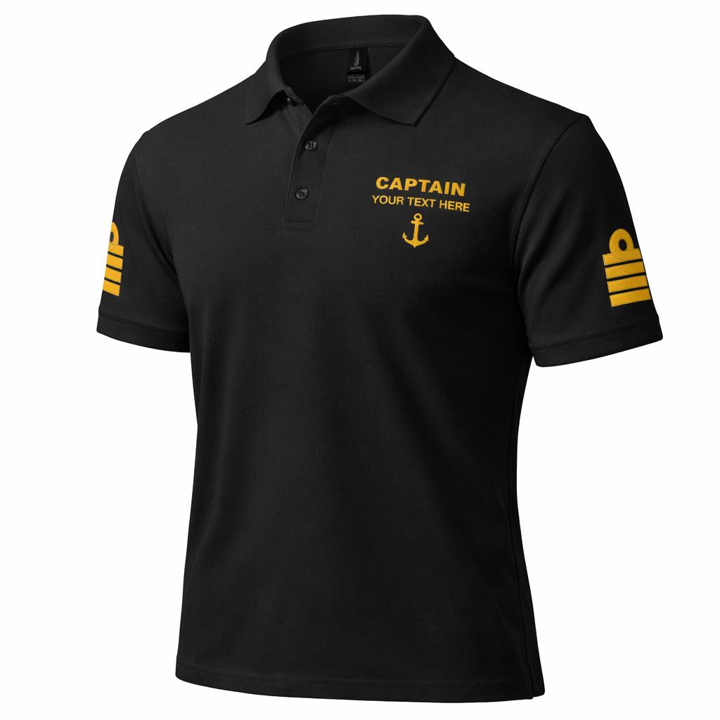 Captain Personalized Polo Shirt with Embroidered Epaulettes