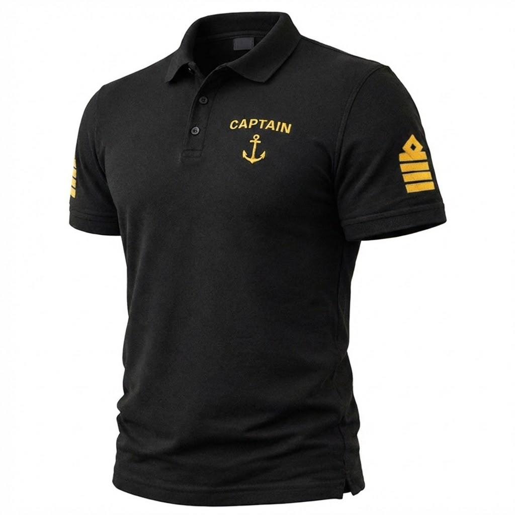 Captain Uniform Polo Shirt – Embroidered Sleeves
