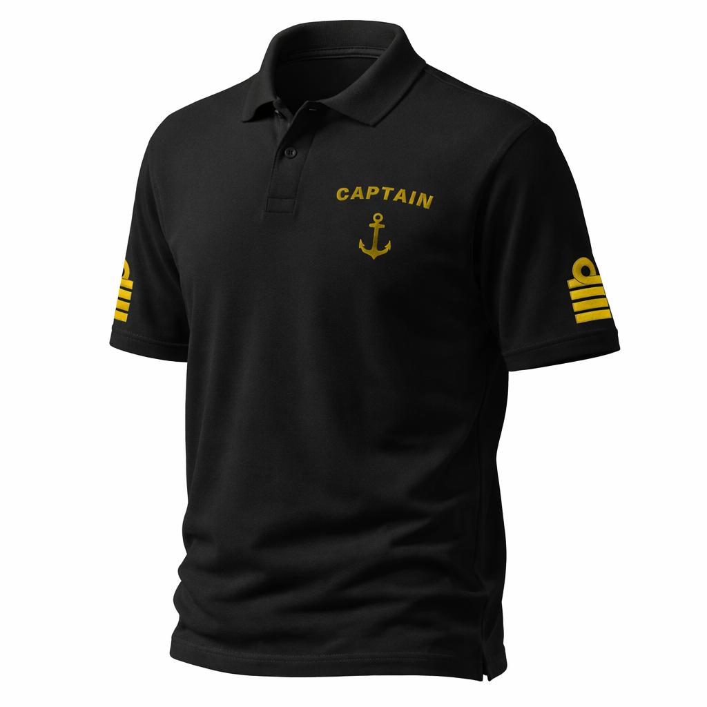 Captain Uniform Polo Shirt – Embroidered Sleeves