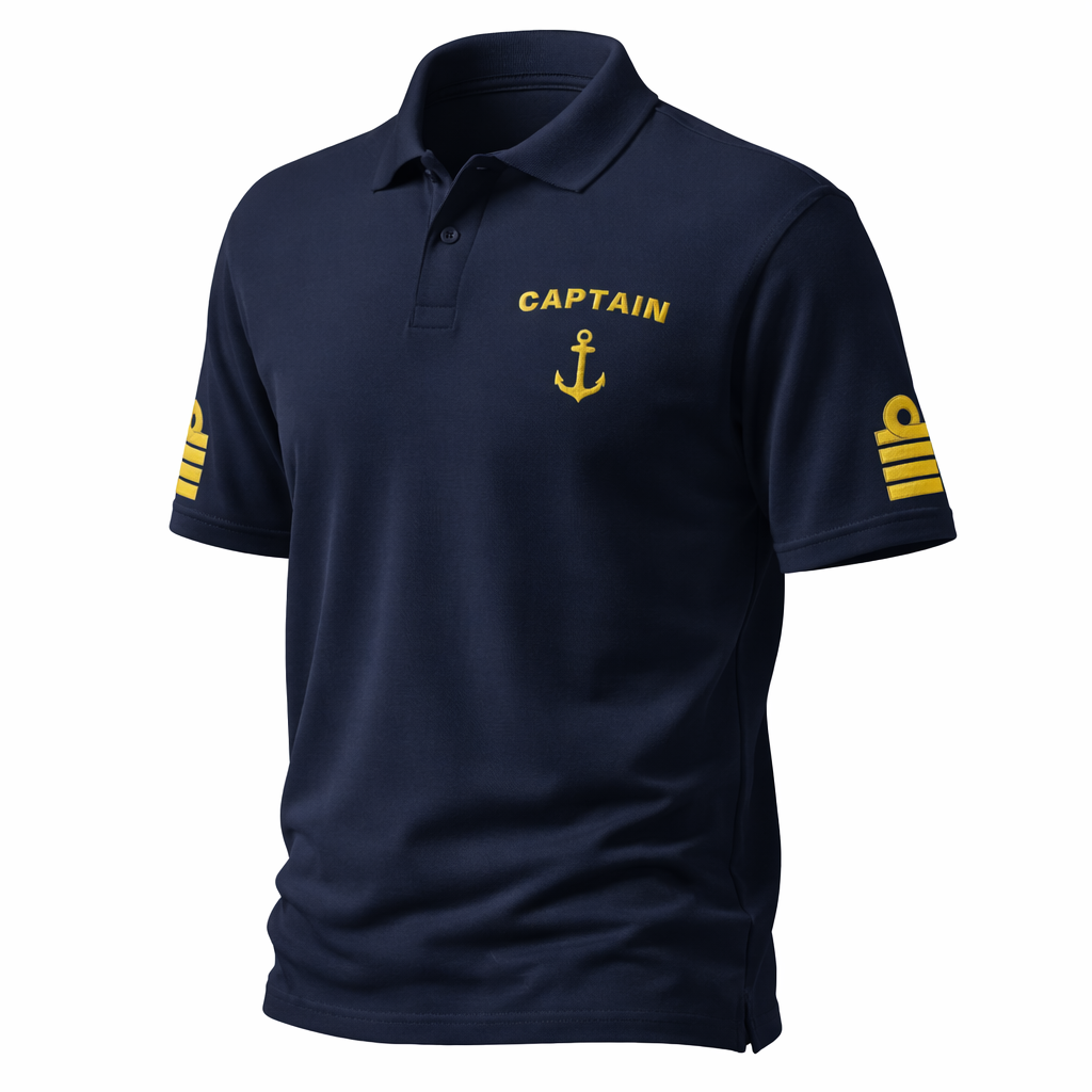 Captain Uniform Polo Shirt – Embroidered Sleeves