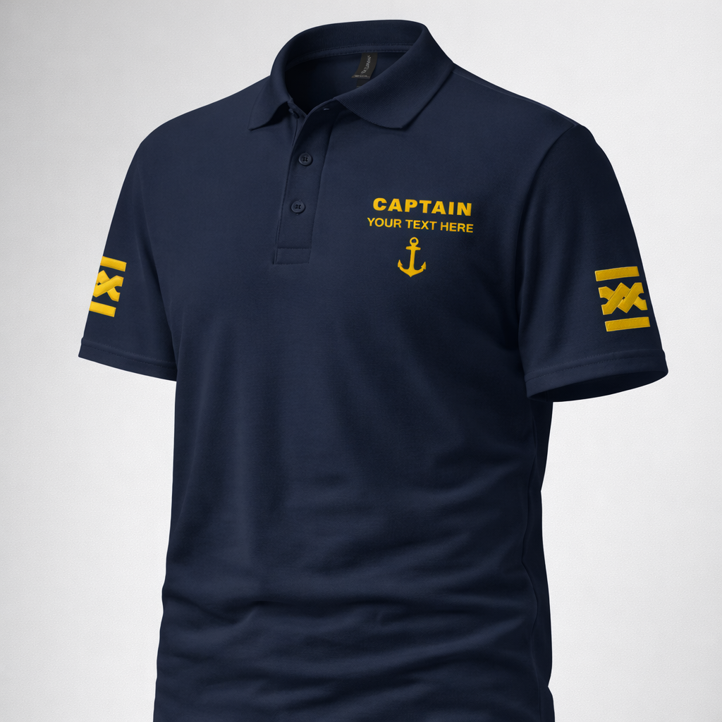Captain Personalized Polo Shirt with Embroidered Epaulettes