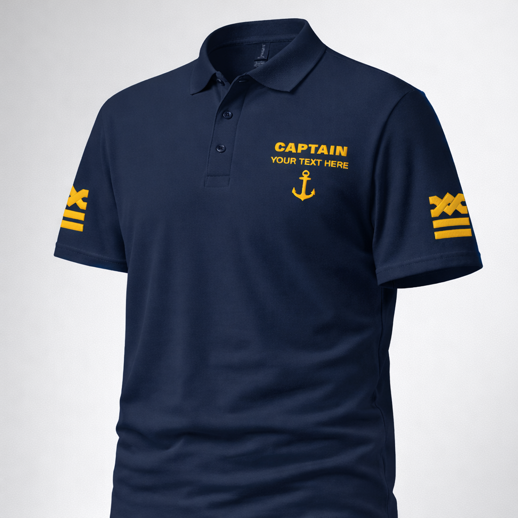 Captain Personalized Polo Shirt with Embroidered Epaulettes