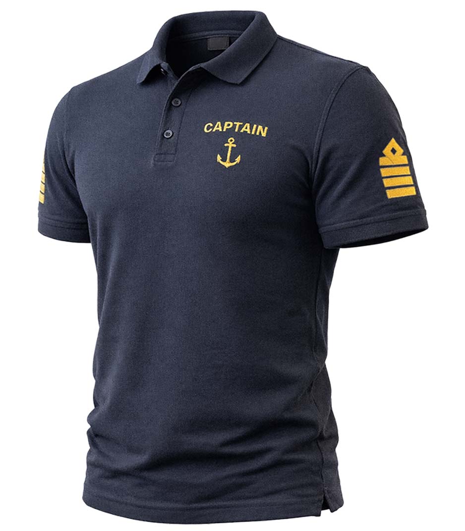 Captain Uniform Polo Shirt – Embroidered Sleeves
