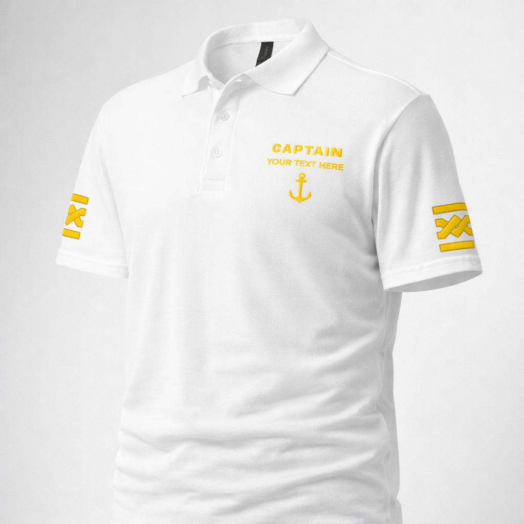 Captain Personalized Polo Shirt with Embroidered Epaulettes