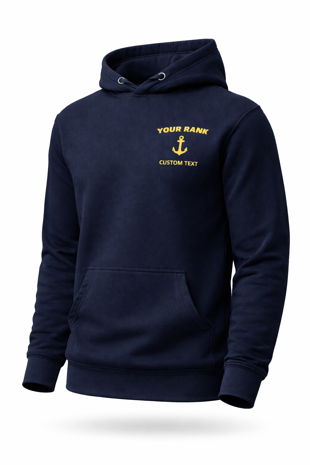 Personalized Merchant Navy Hoodie with Custom Embroidered Rank & Text