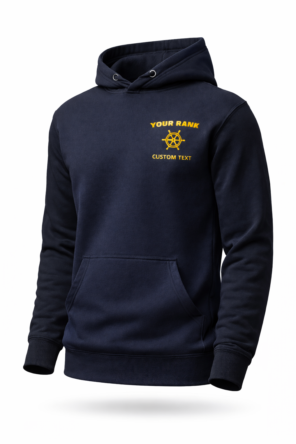 Personalized Merchant Navy Hoodie with Custom Embroidered Rank & Text