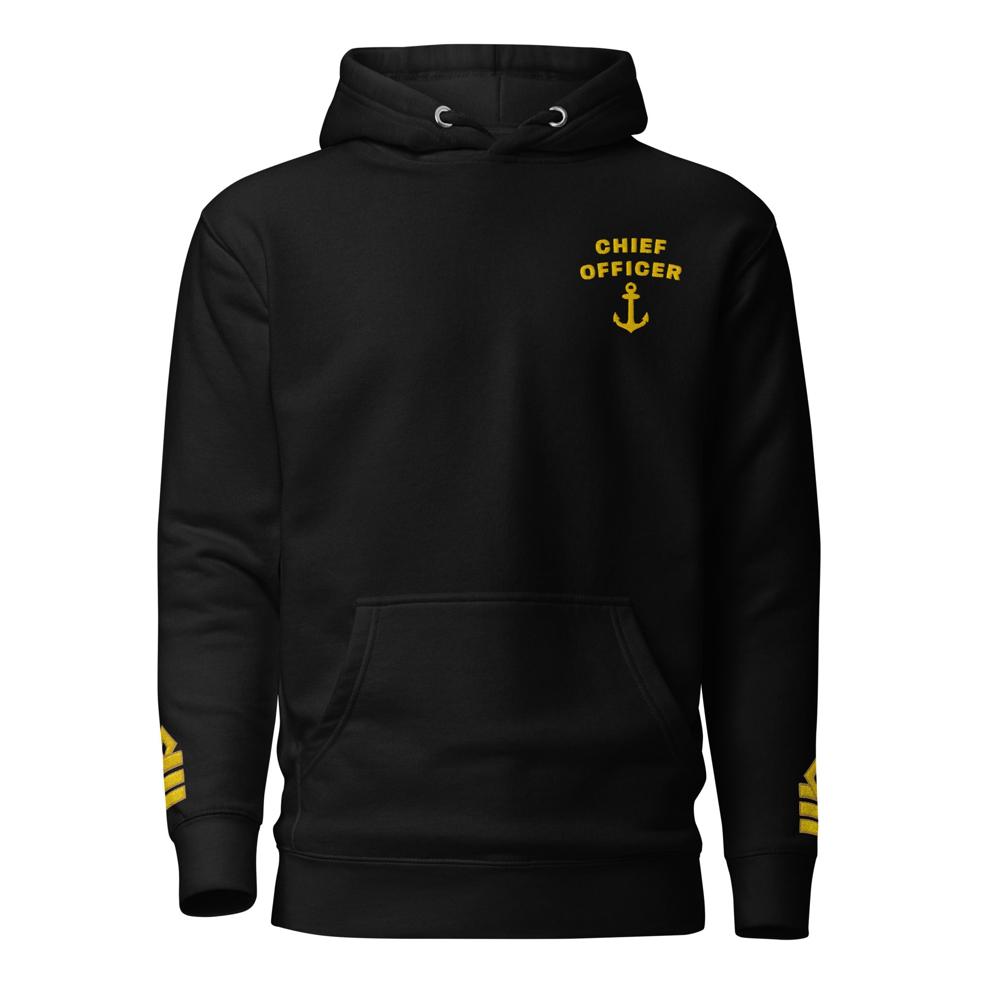 Chief Officer merchant navy uniform hoodie with embroidered rank badge on left chest and epaulettes on both sleeves