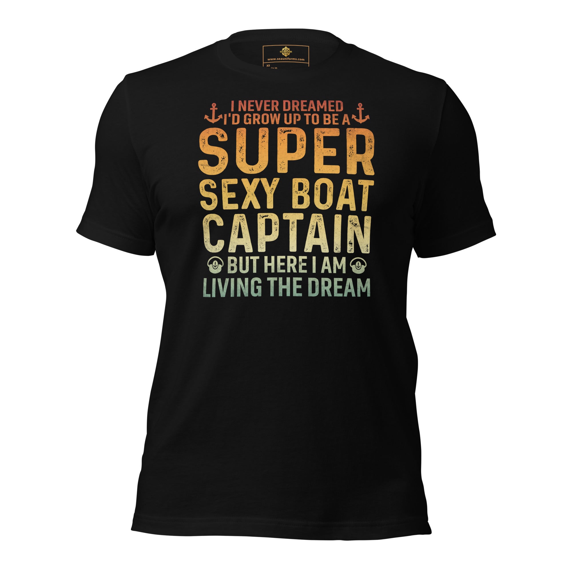 Funny boat captain T-shirt with “Super Sexy Boat Captain” text
